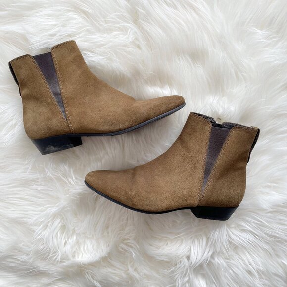 Isabel Marant Étoile Tan Taupe Patsha Hey Jude Suede Side Zip Ankle Boots - Picture 1 of 8